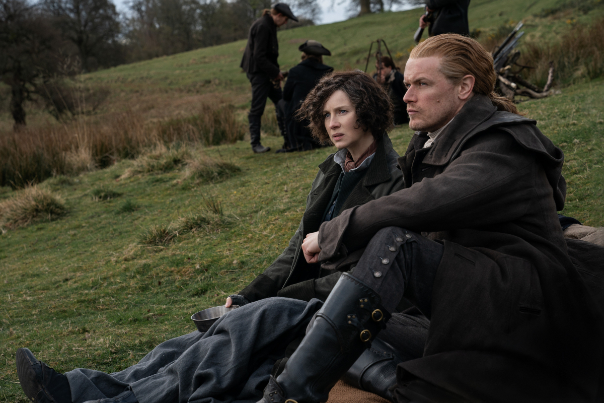 Outlander Season 6 finale image of Sam Heughan and Caitriona Balfe as Jamie and Claire Fraser