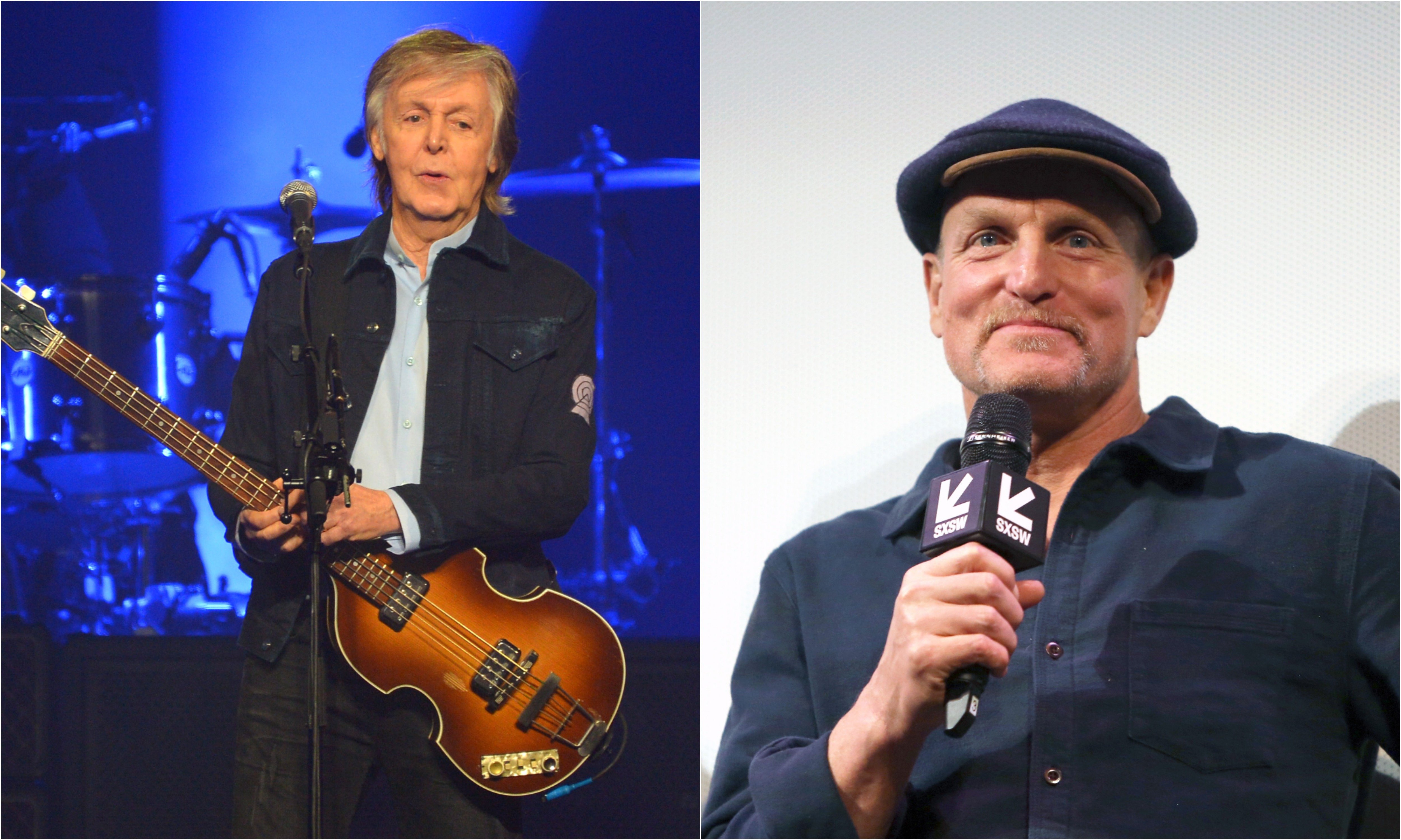 A joined photo of Paul McCartney and Woody Harrelson