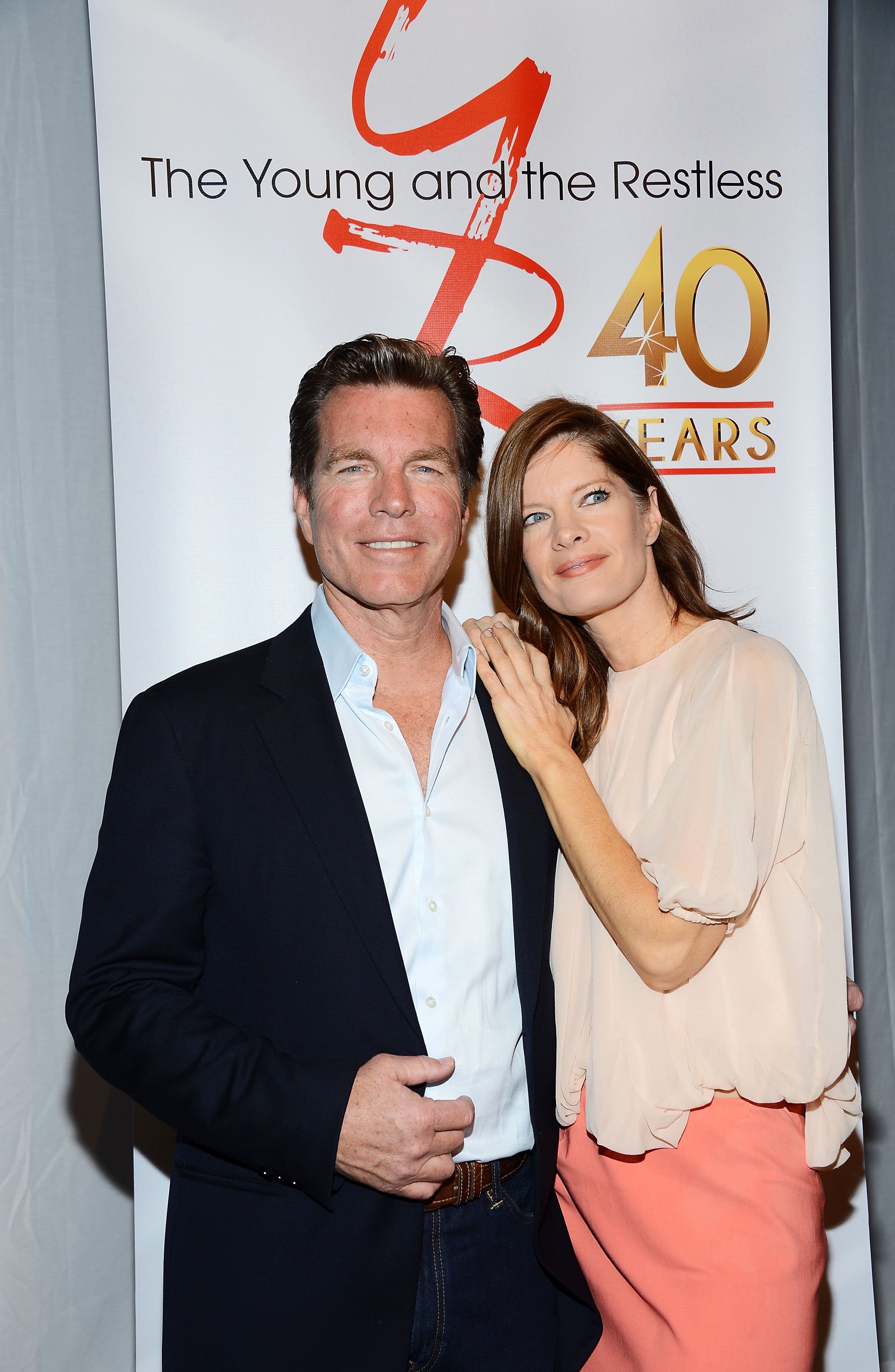 'The Young and the Restless' actors Peter Bergman and Michelle Stafford pose for a photo during the show's 40th anniversary celebration.