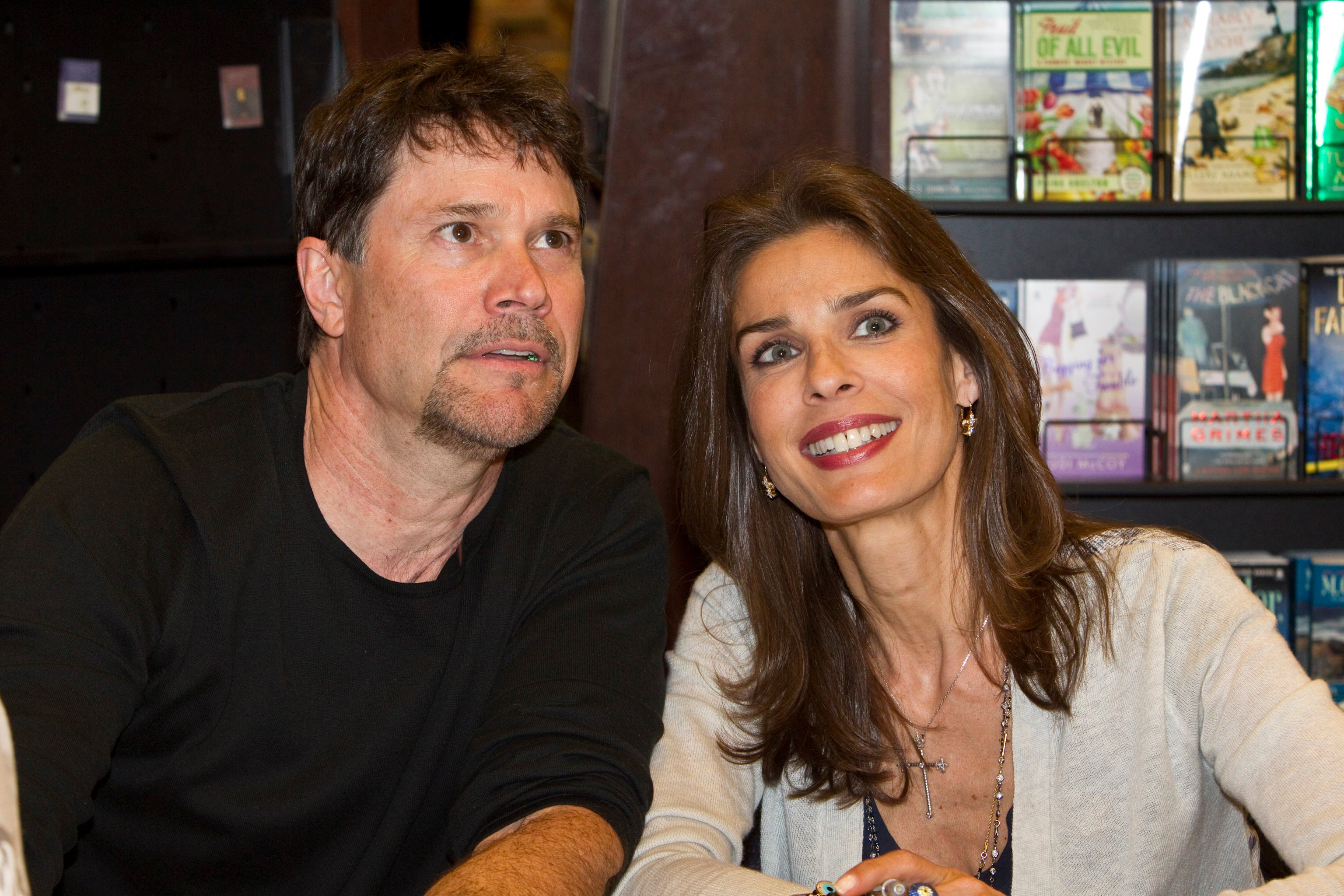 'Days of Our Lives' stars Peter Reckell and Kristian Alfonso posing together during a book signing.