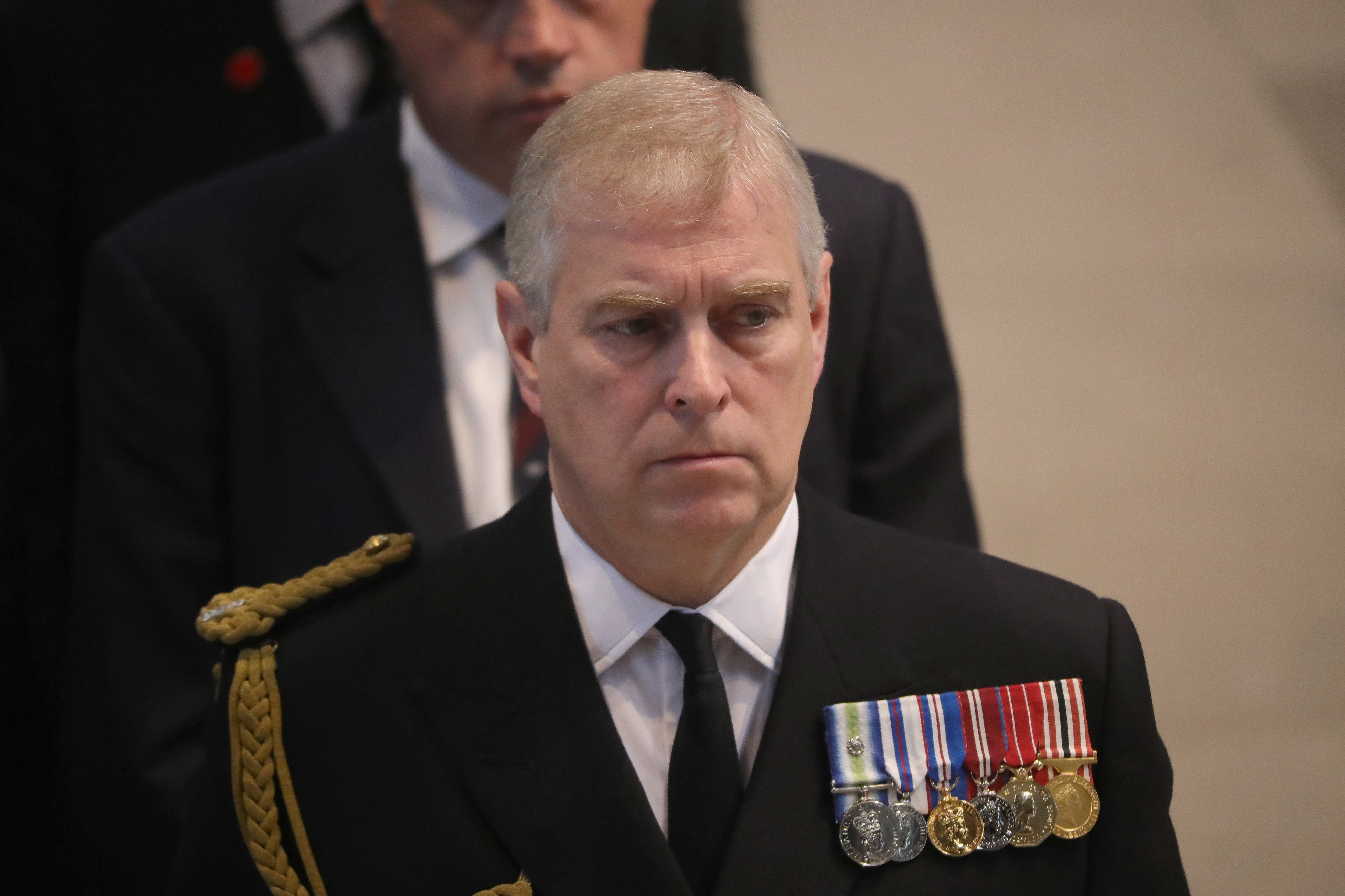 Prince Andrew, Duke of York, attends a commemoration service at Manchester Cathedral