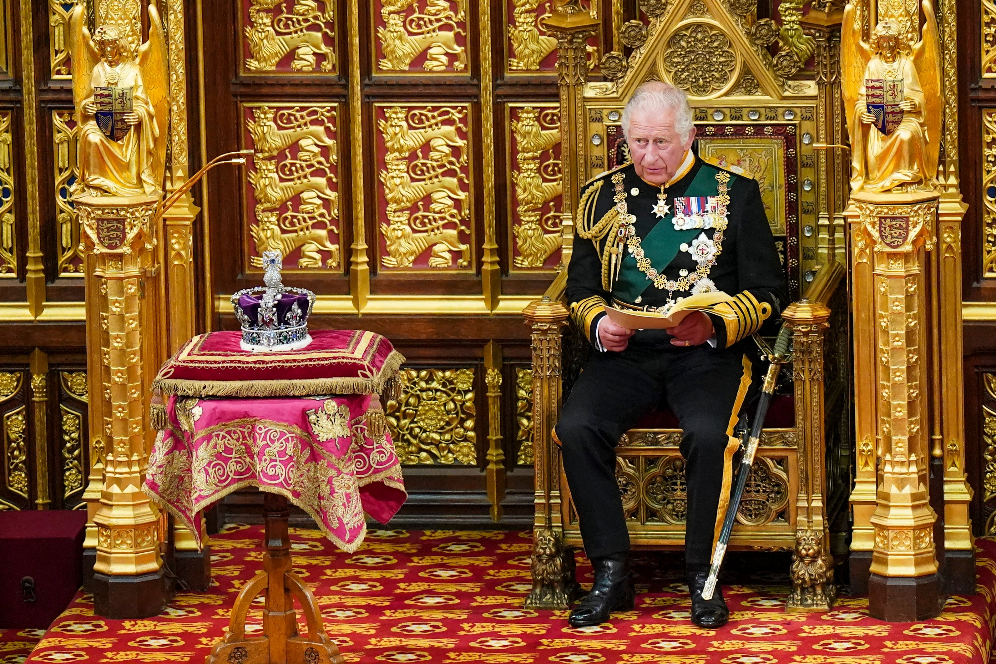 Prince Charles reading the Queen's speech during the State Opening of Parliament