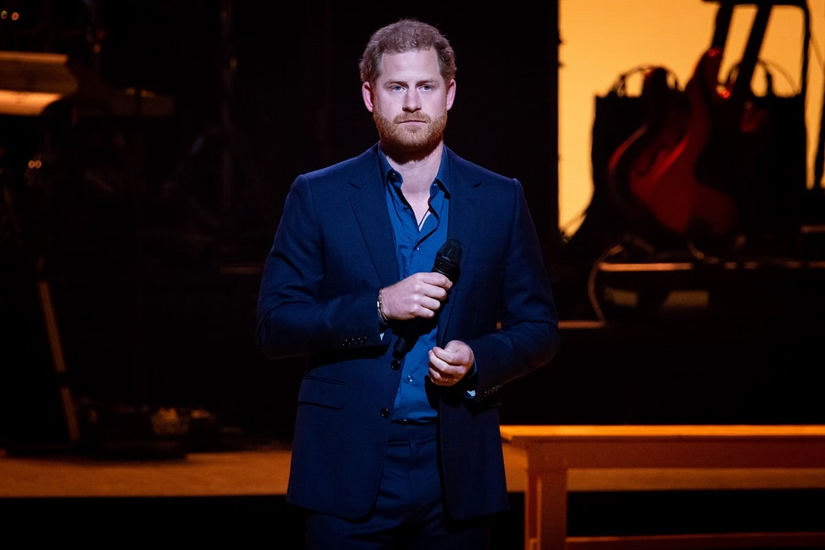 Prince Harry, who launched a new eco-travel initiative, speaks during the closing ceremony of the Invictus Games