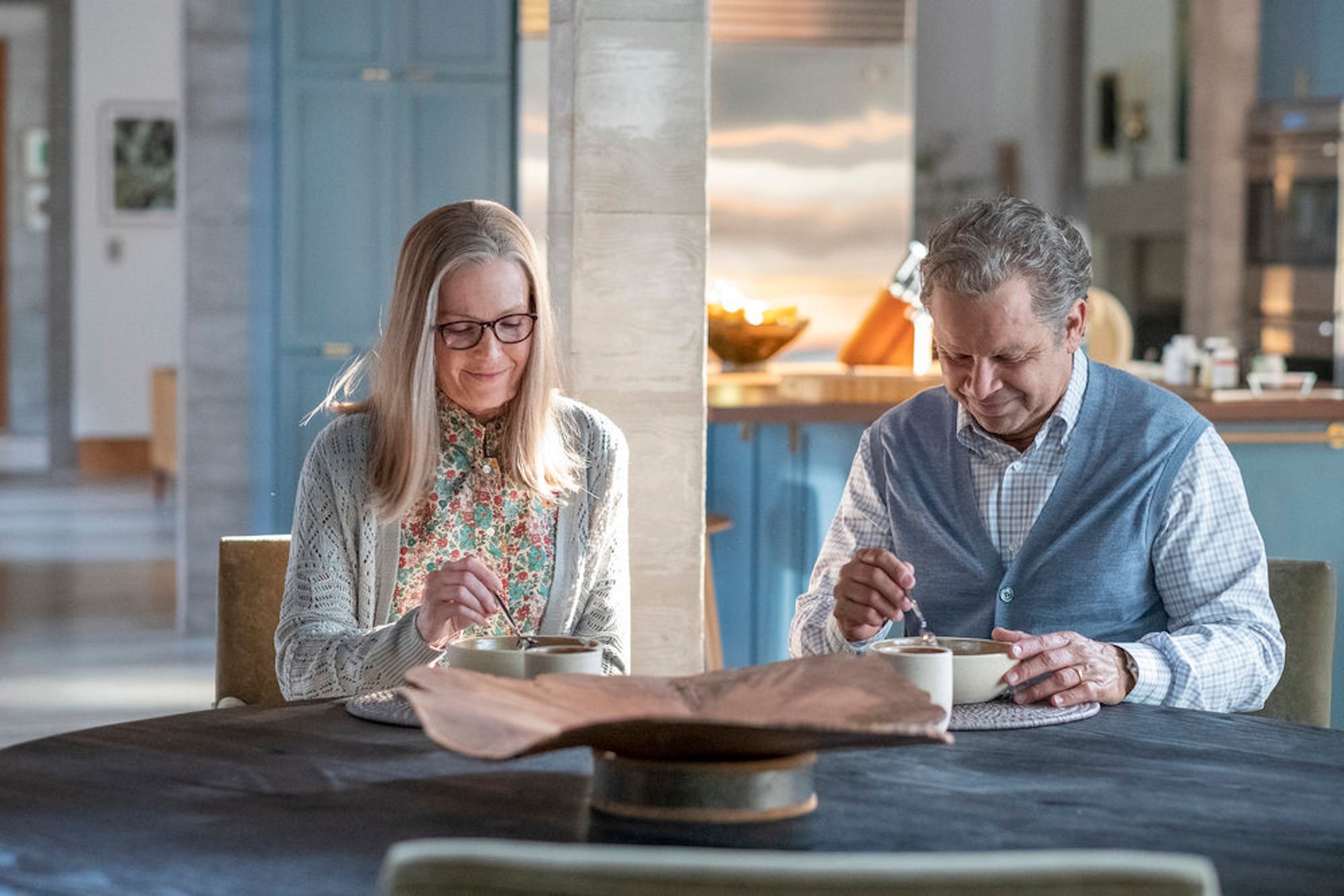 Miguel and Rebecca eating a meal together in 'This Is Us' Season 6 Episode 15