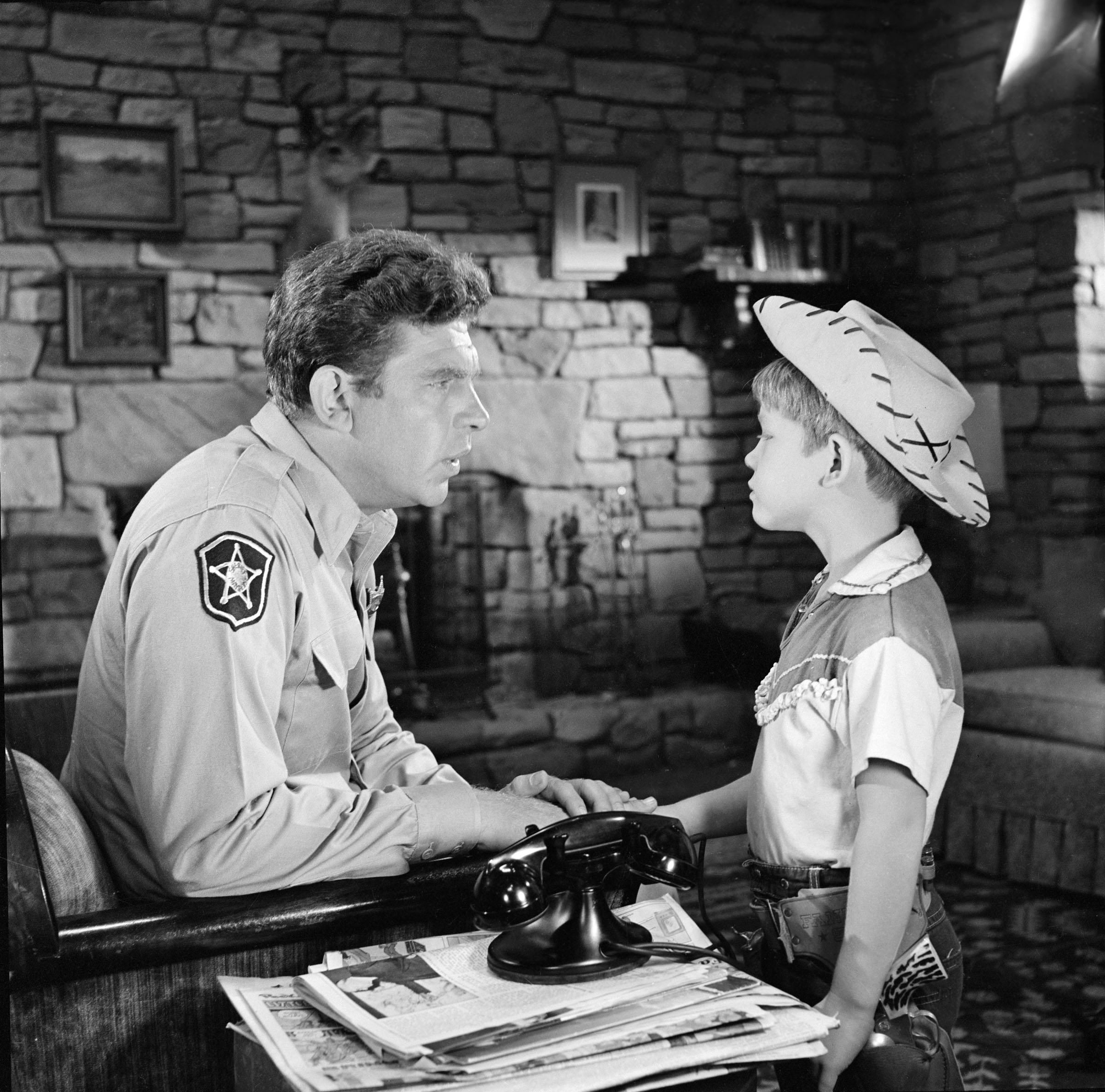 Andy Griffith and Ron Howard in a scene from 'The Andy Griffith Show'