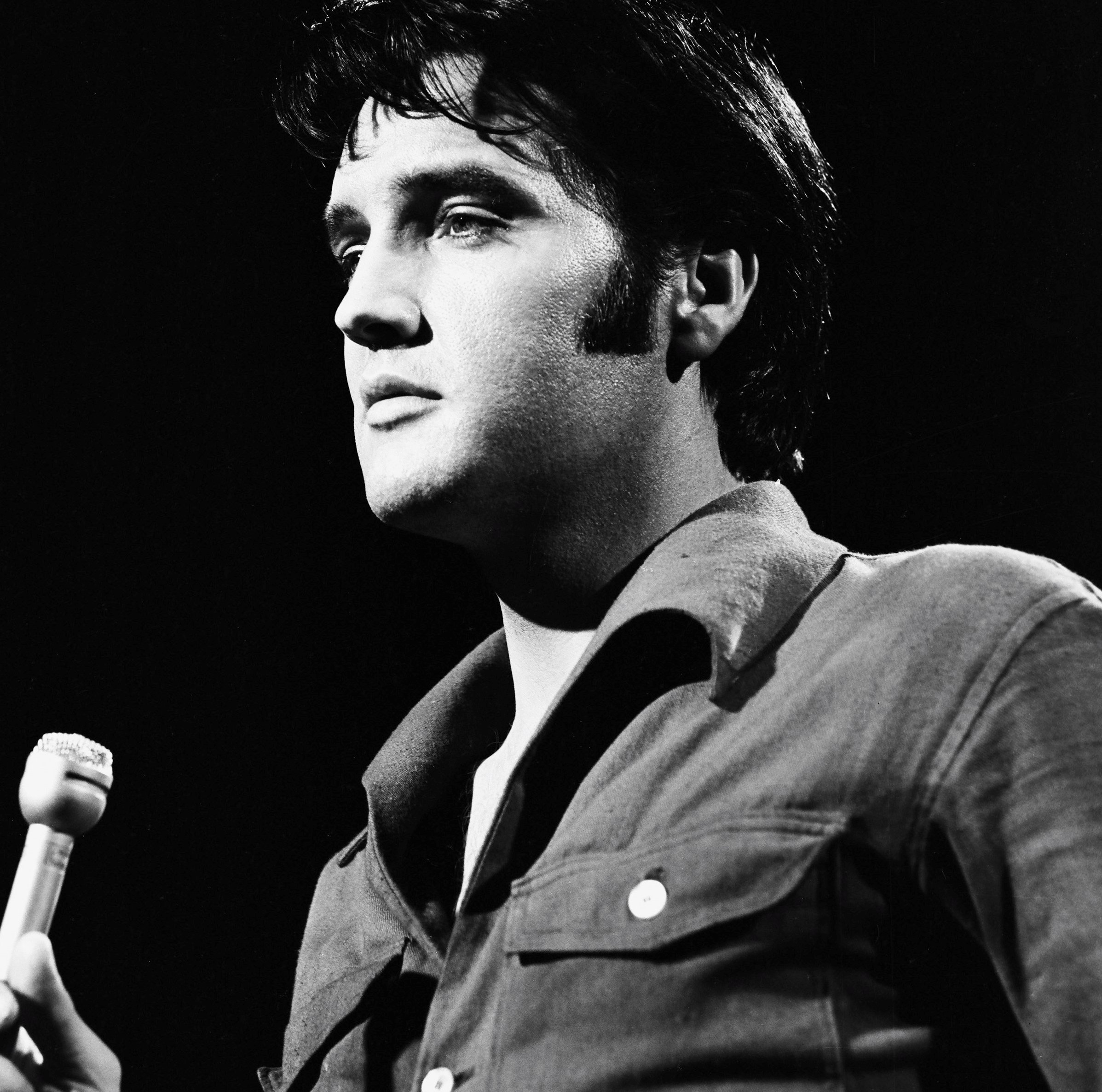 Elvis Presley with a microphone