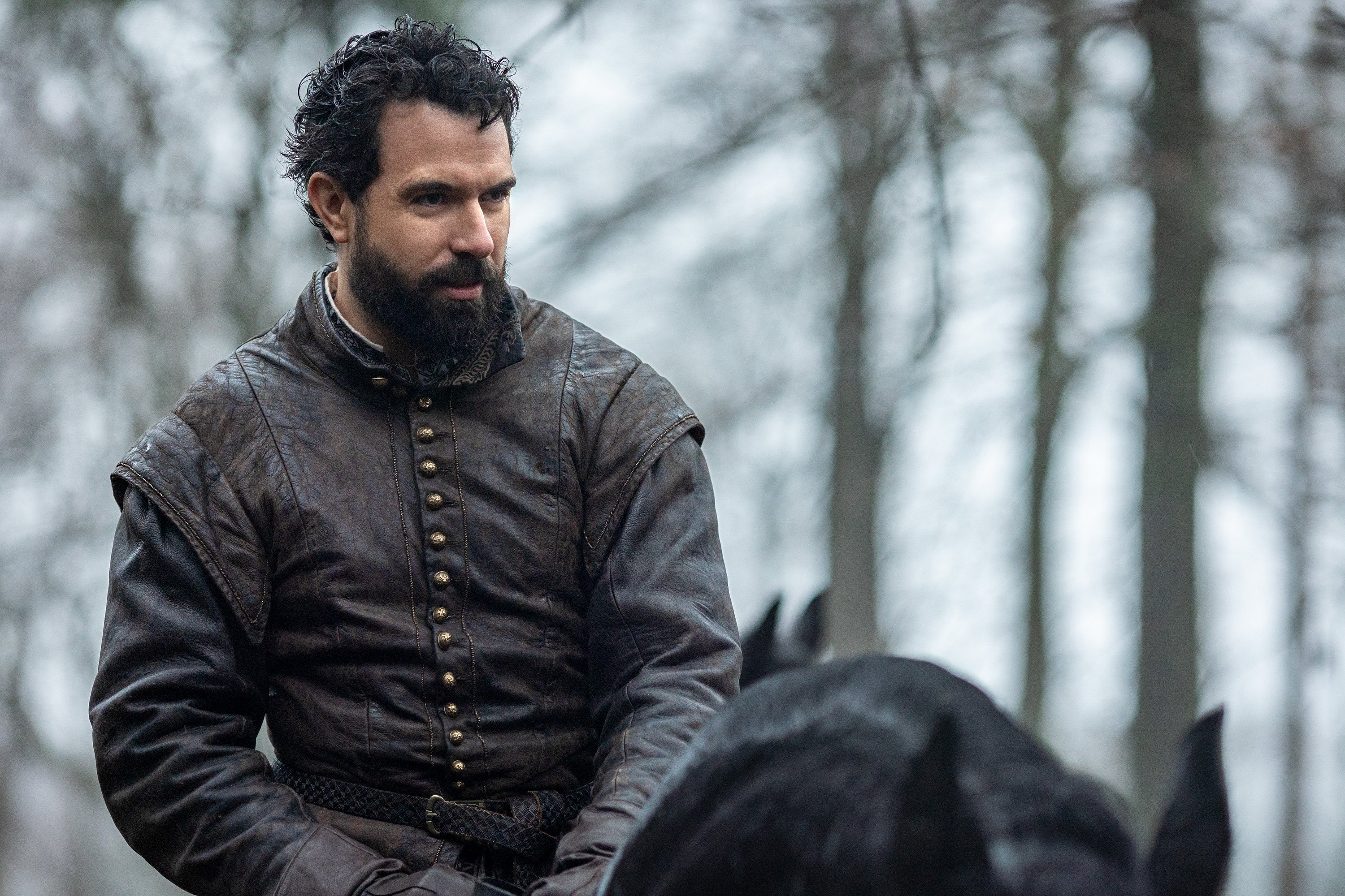 Man on a horse in the Starz series 'Becoming Elizabeth'