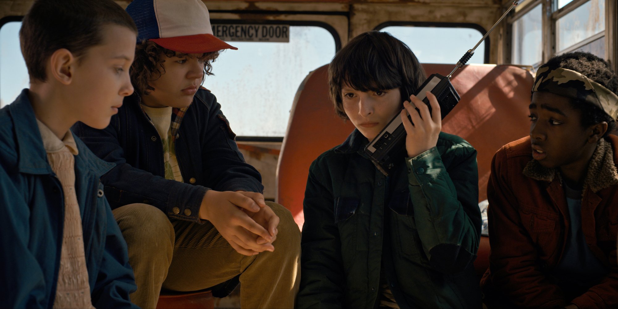 'Stranger Things' Season 1 recap includes Millie Bobby Brown, Gaten Matarazzo, and Finn Wolfhard in this production still.