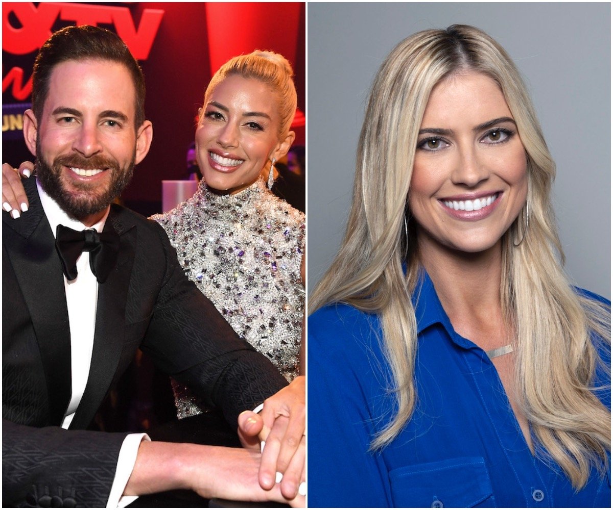Side by side photos of Tarek El Moussa with Heather Rae Young, and Christina Haack