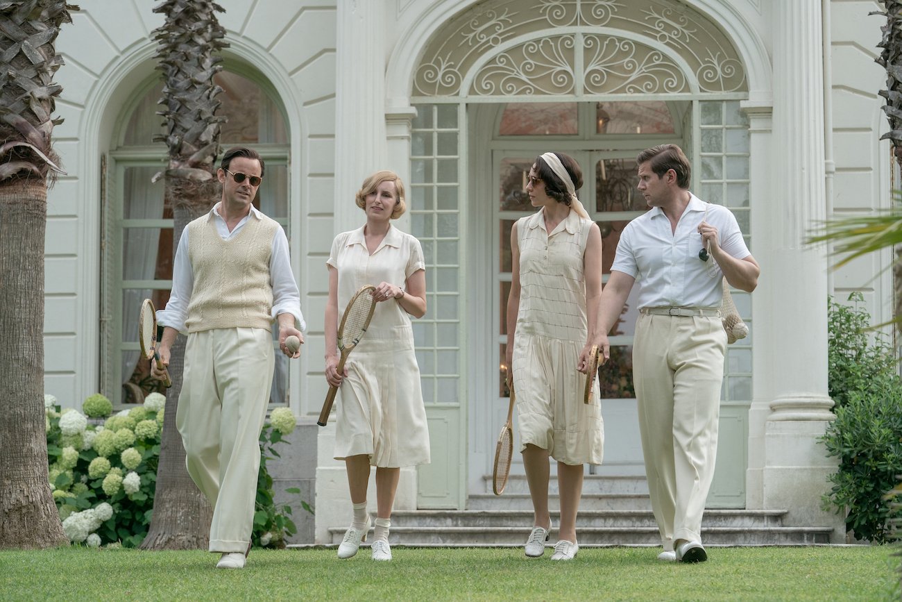 Harry Hadden-Paton as Bertie Pelham, Laura Carmichael as Lady Edith, Tuppence Middleton as Lucy Smith, and Allen Leech as Tom Branson in 'Downton Abbey: A New Era.'