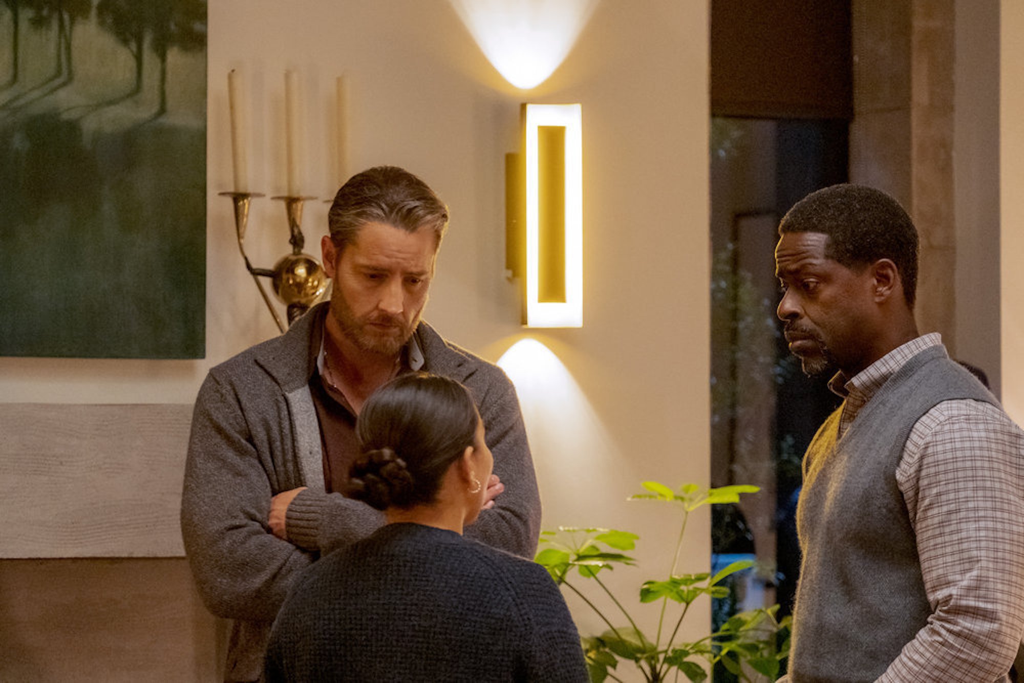 Kevin and Randall speaking to a nurse in 'This Is Us' Season 6 Episode 17, 'The Train'
