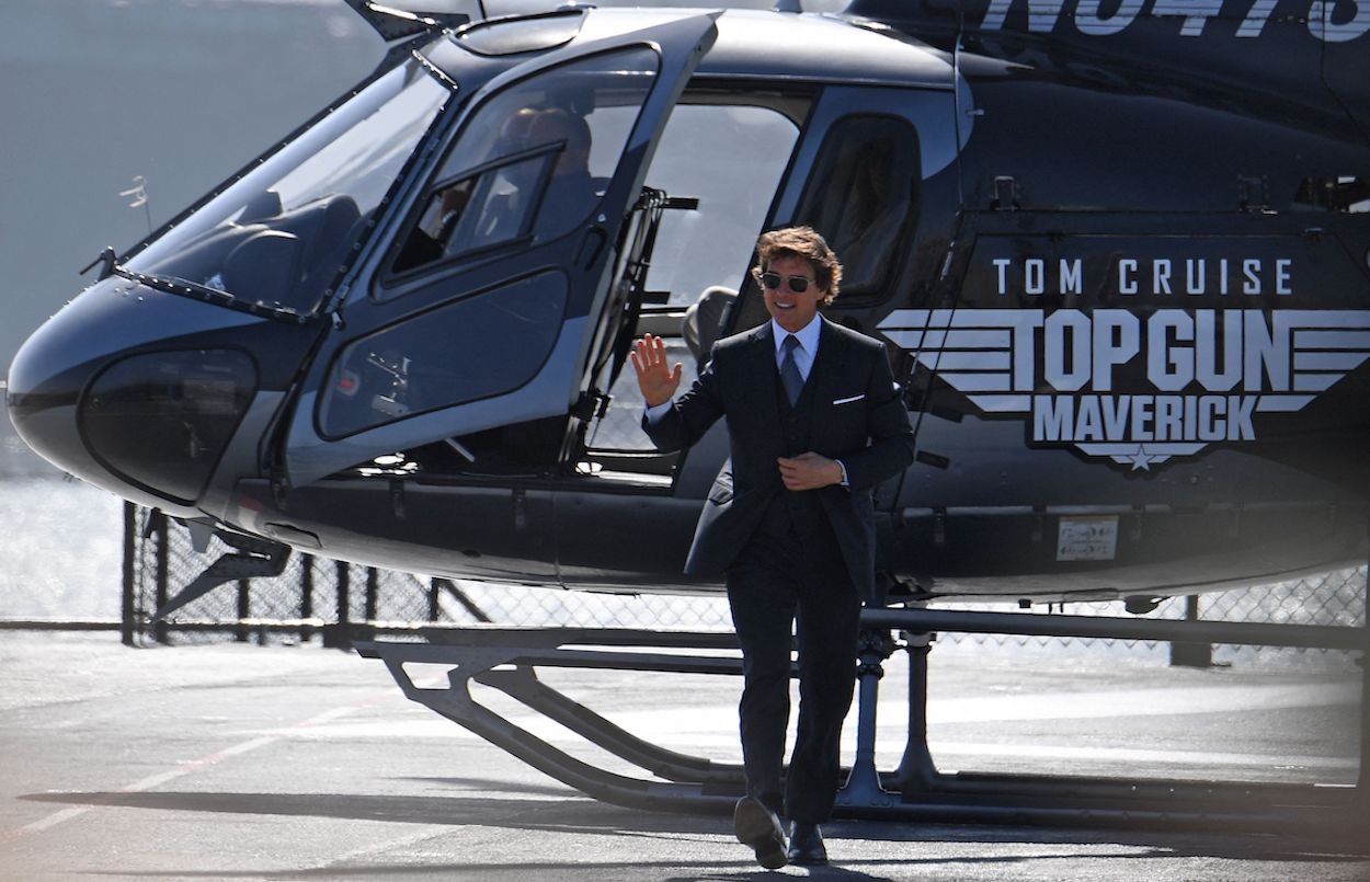 Tom Cruise arrived via helicopter for the 'Top Gun: Maverick' premiere in San Diego, and a Paramount exec teased something grand for Cruise's Cannes entrance.