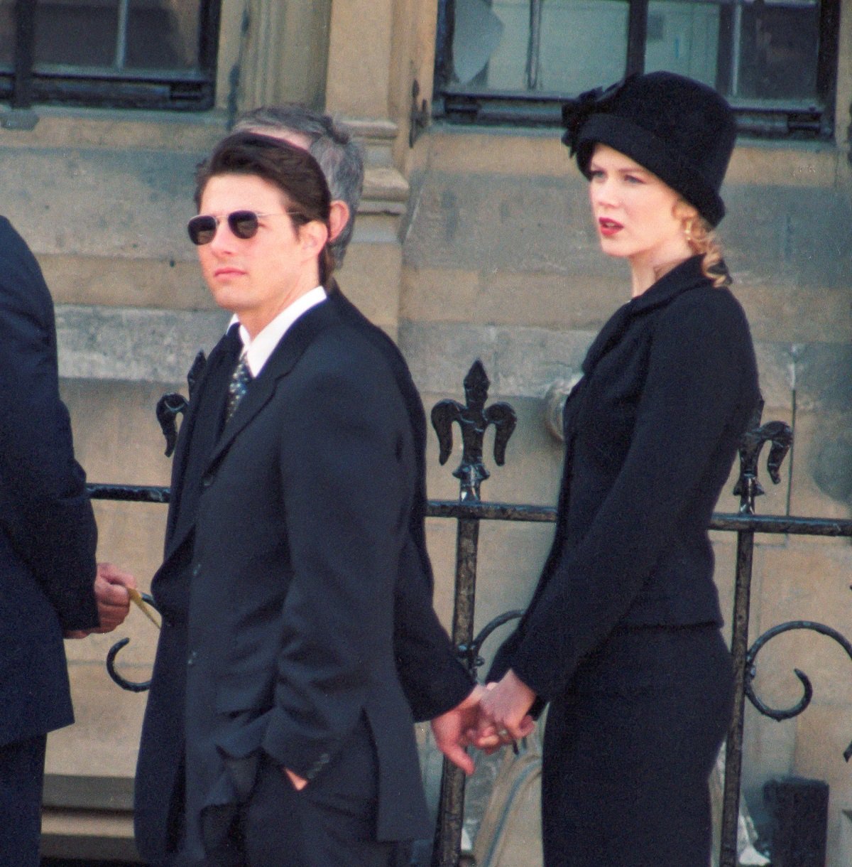 Tom Cruise and Nicole Kidman arrive at Princess Diana's funeral