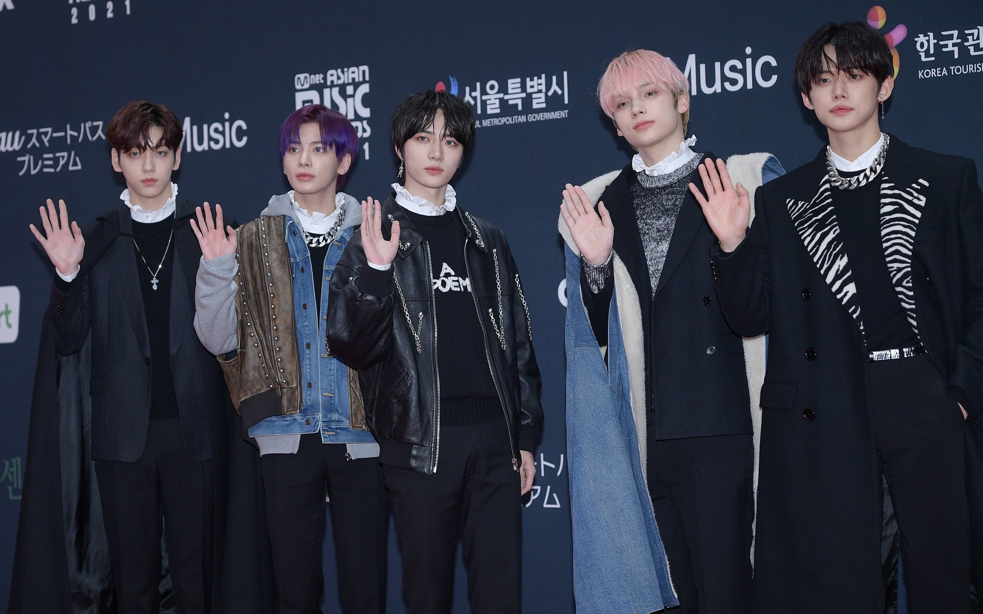 The members of TXT attend the 2021 Mnet Asian Music Awards