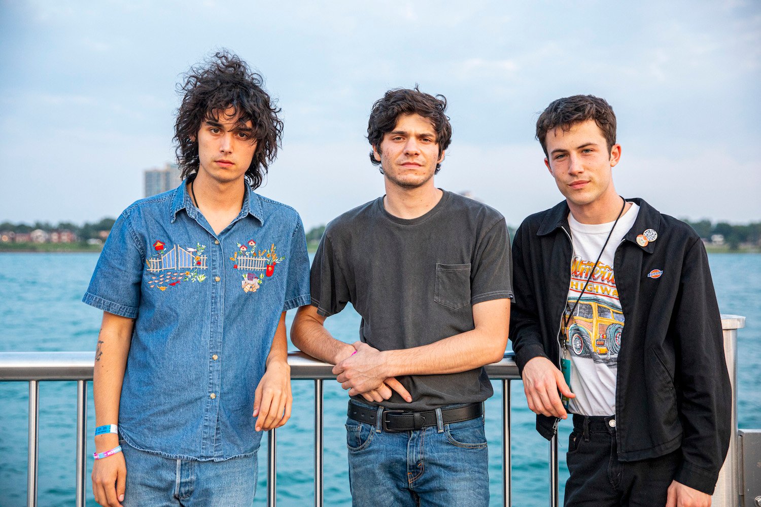(L-R) Cole Preston, Braeden Lemasters and Dylan Minnette of Wallows pose backstage on Day 1 of MoPop Festival 2019 at West Riverfront Park on July 27, 2019 in Detroit, Michigan.