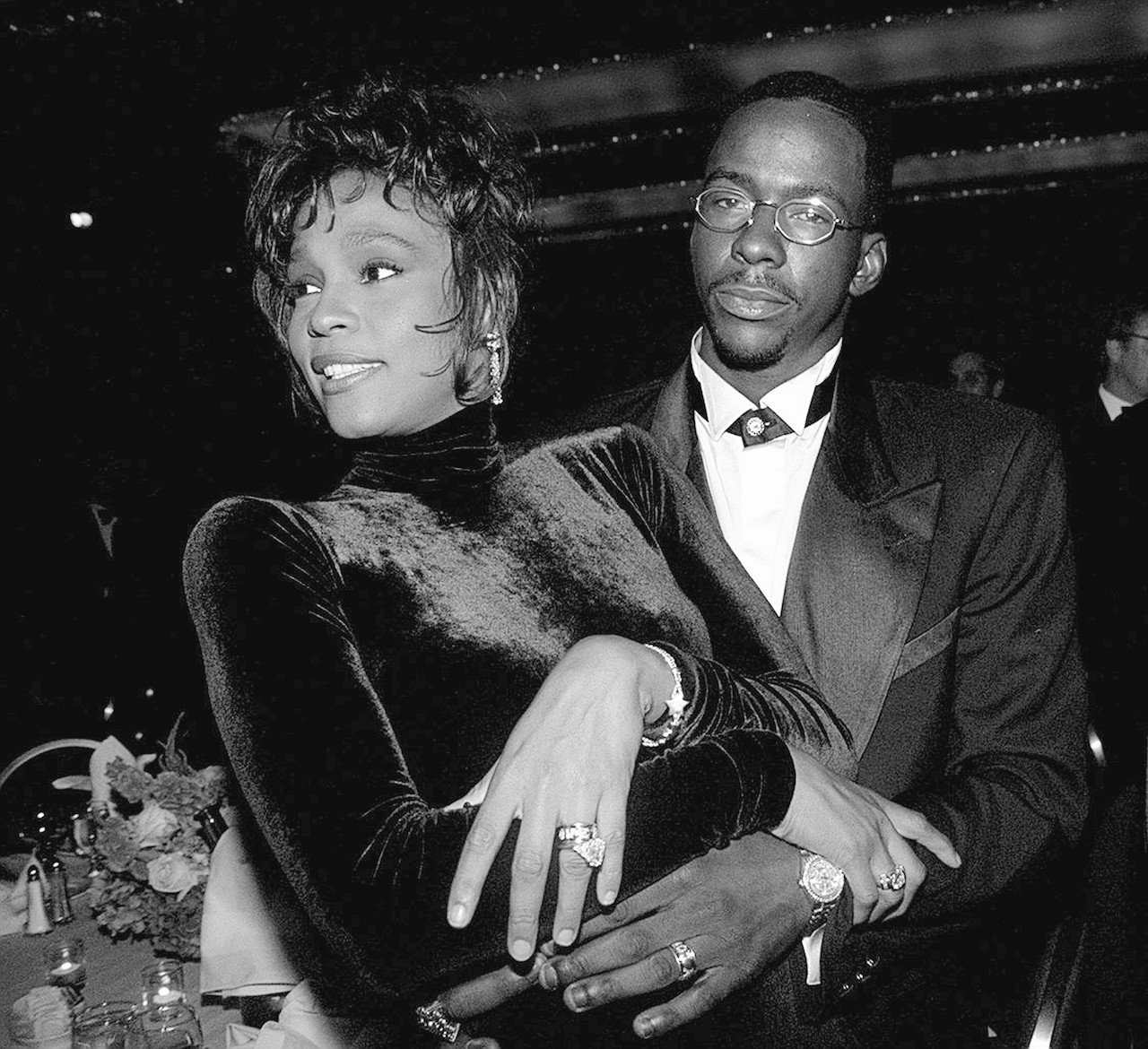 Whitney Houston and Bobby Brown arrend event; Brown says he didn't know Houston was using drugs at the time of her death
