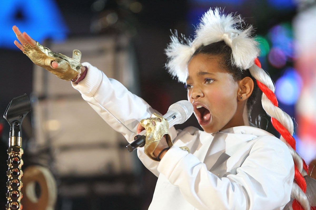 Willow Smith performs onstage at the holiday tree lighting concert in 2010