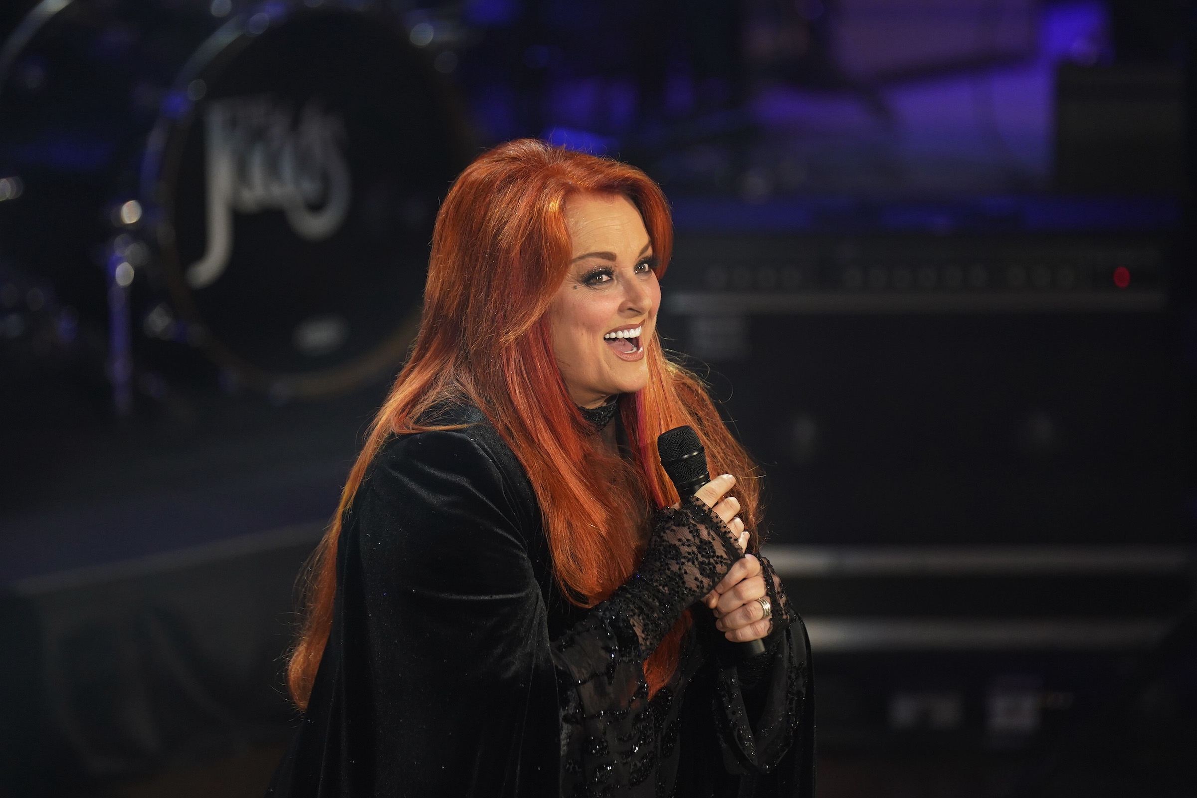 The Judds singer Wynonna Judd, who will be going on tour representing The Judds, performing wearing black