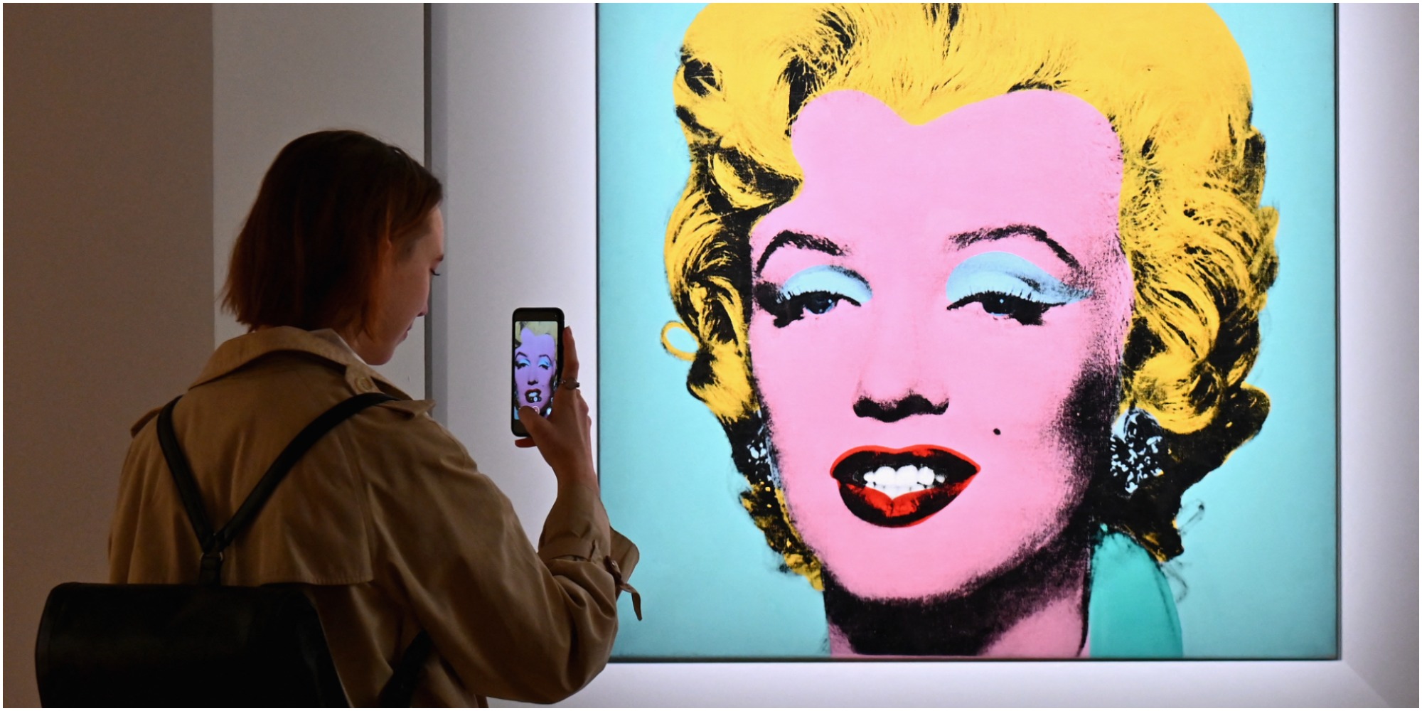 Andy Warhol's Shot Sage Blue Marilyn Painting at Christie's in New York City.