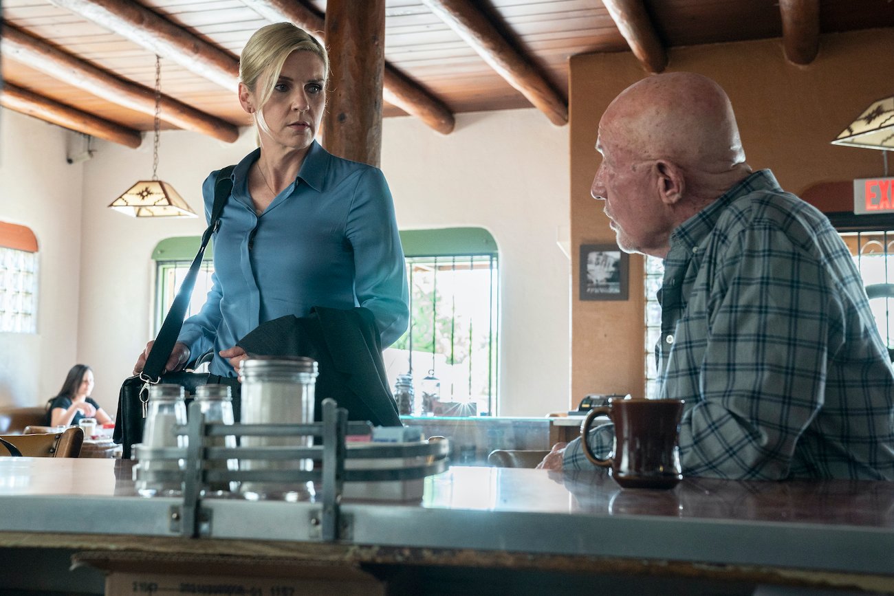 Rhea Seehorn as Kim Wexler, Jonathan Banks as Mike Ehrmantraut in 'Hit and Run' episode of 'Better Call Saul'