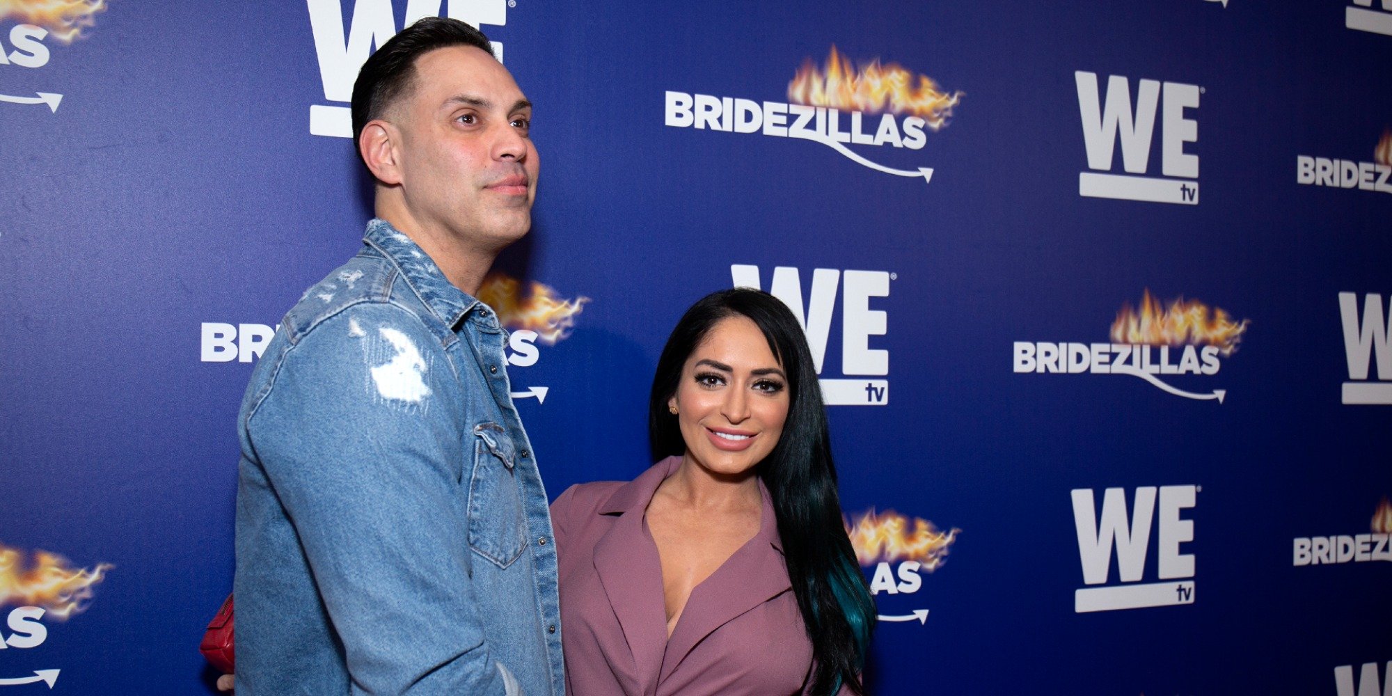 'Jersey Shore: Family Vacation" stars Chris Larangeira and Angelina Pivarnick pose on the red carpet in 2019.