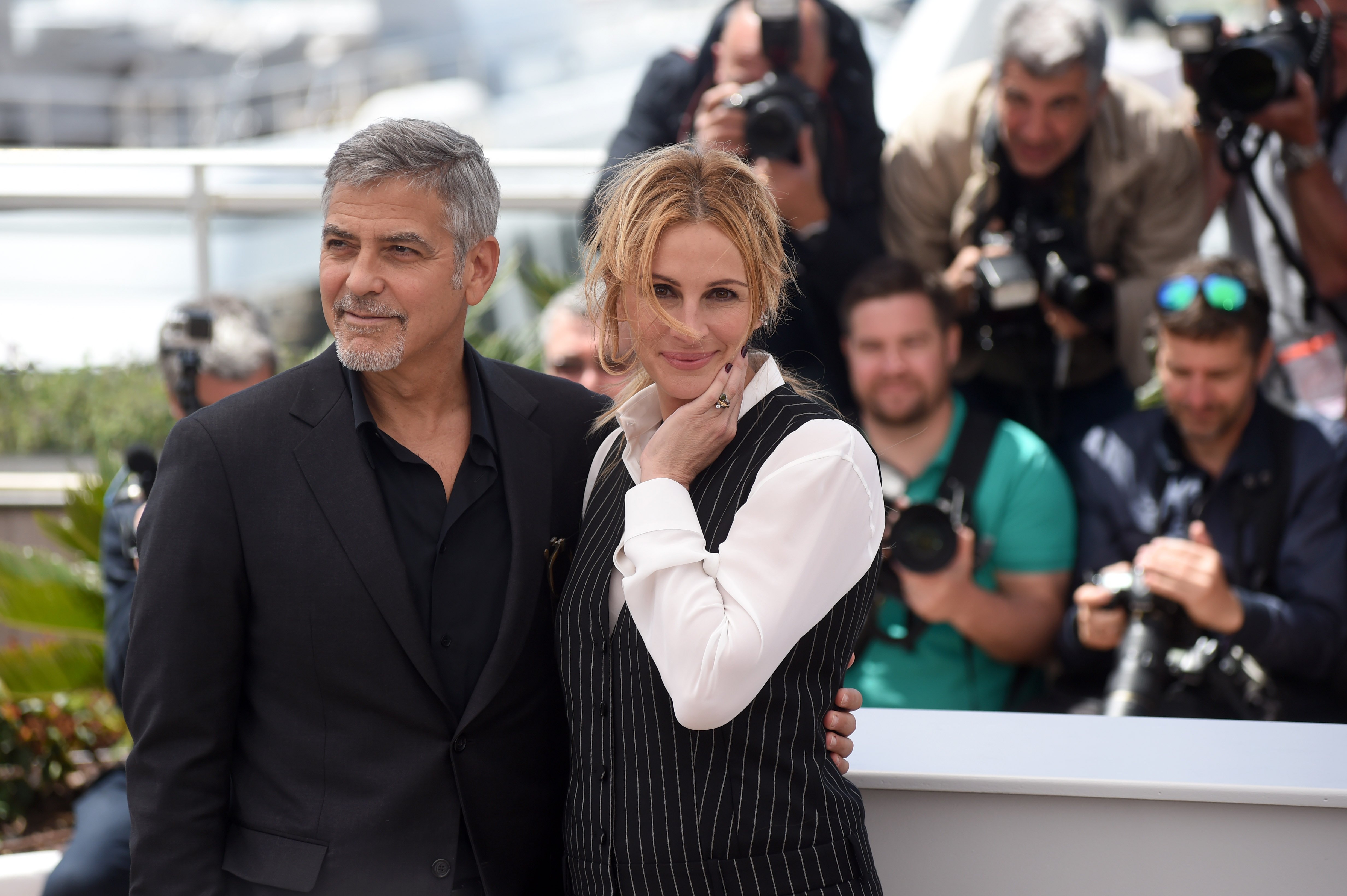 George Clooney and Julia Roberts attends at the photocall for 'Money Monster'