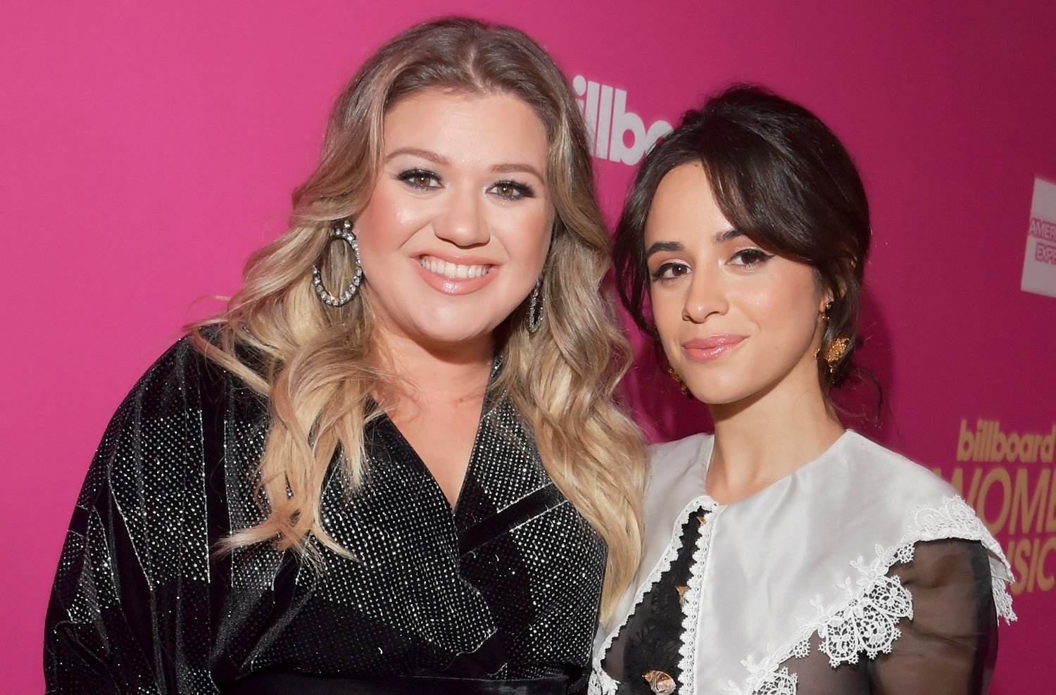 The Voice coach Kelly Clarkson and her season 22 replacement, Camila Cabello, pose together at Billboard Women in Music 2017.