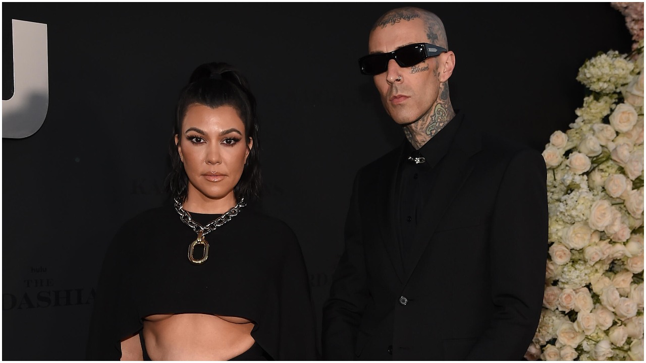 Kourtney Kardashian and Travis Barker at the premiere of Hulu's 'The Kardashians'