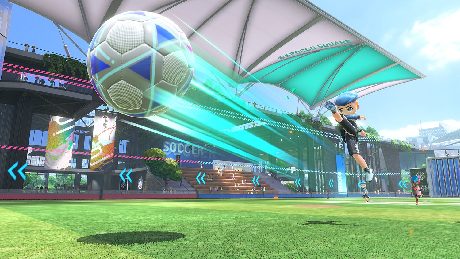 A Sportsmate plays soccer in Nintendo Switch Sports