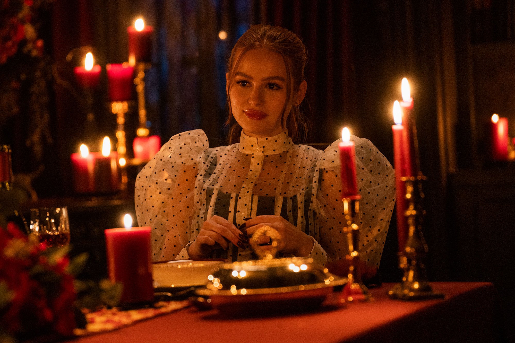 Madelaine Petsch as Cheryl Blossom, performing a ritual in Riverdale Season 6.