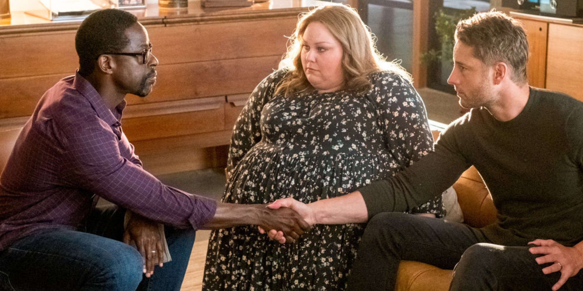 Sterling K. Brown, Chrissy Metz and Justin Hartley during the 'This Is Us' episode 'Family Meeting.'