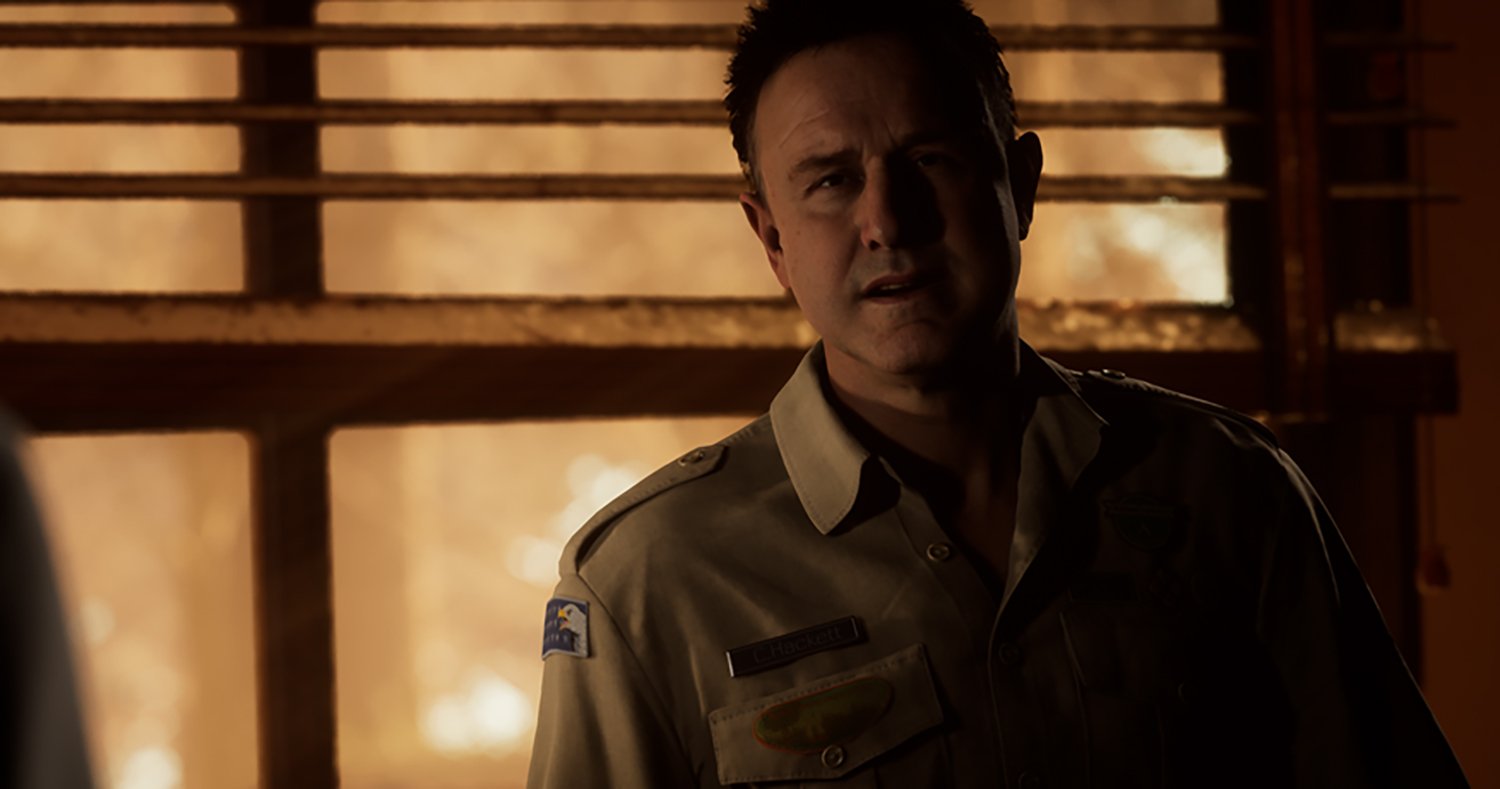 David Arquette as Chris in The Quarry, a cinematic horror video game arriving in summer 2022.
