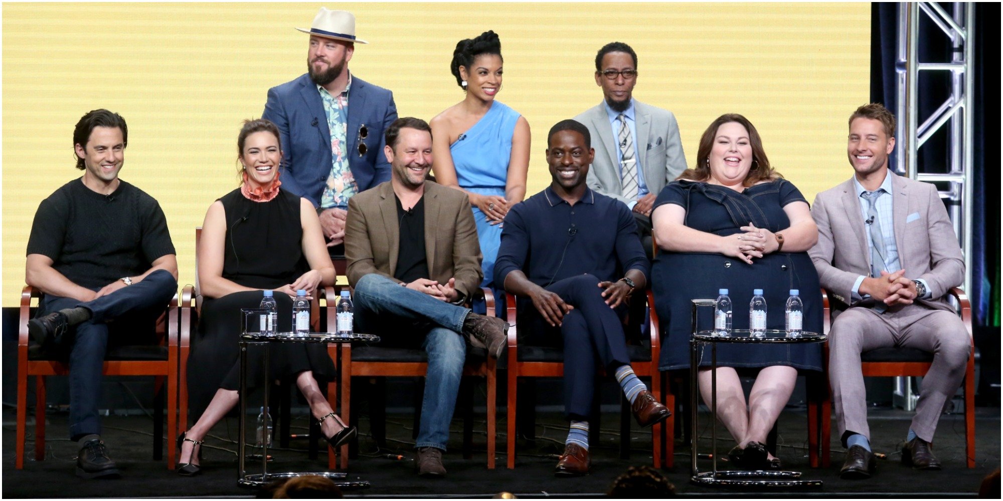 The cast of NBC's This Is Us and showrunner Dan Fogelman in a 2017 photograph.