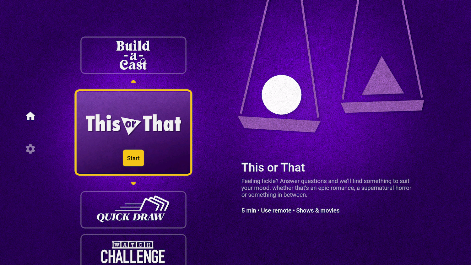 IMDb's What to Watch app game This or That