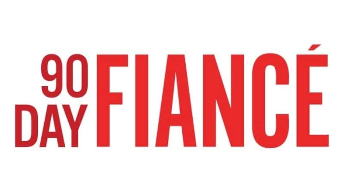Red text reading '90 Day Fiancé' on a white background for TLC logo.