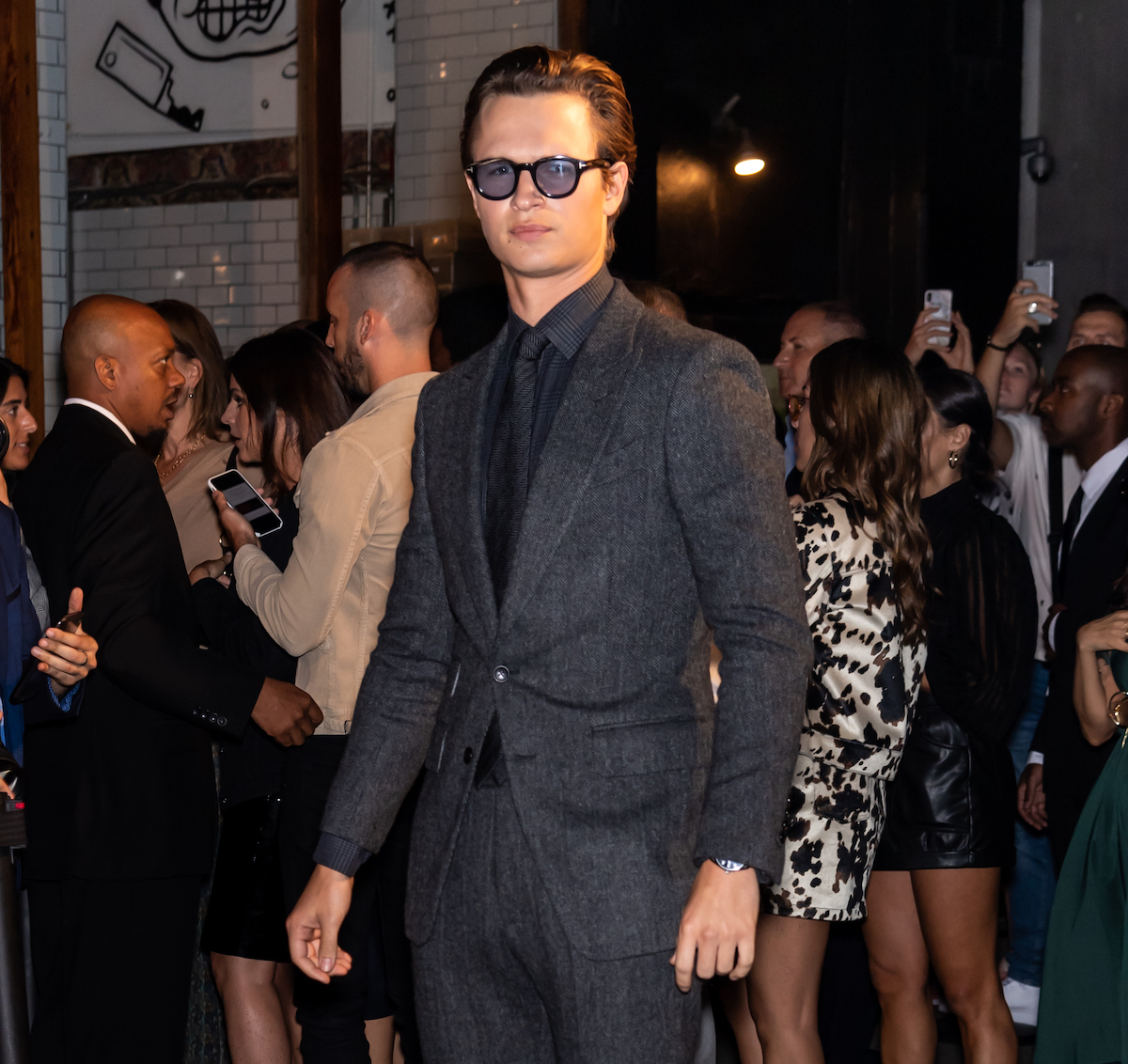 Actor Ansel Elgort is seen arriving to Tom Ford fashion show in 2019 in New York City