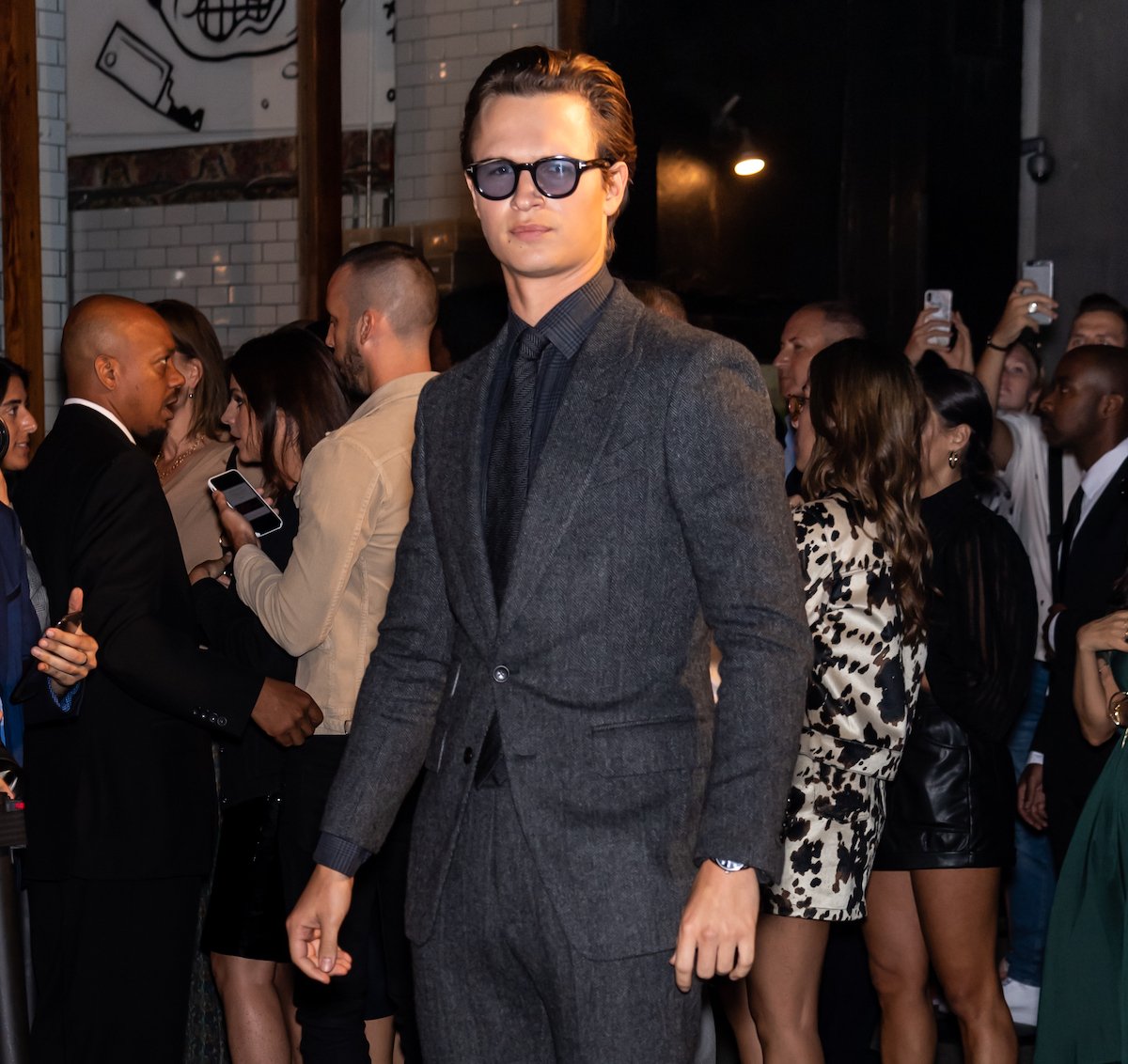 Actor Ansel Elgort is seen arriving to Tom Ford fashion show in 2019 in New York City