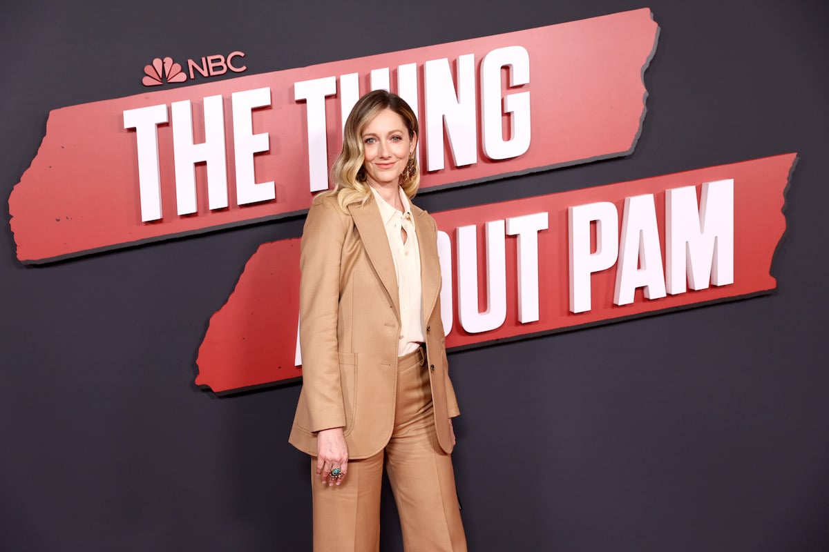 Judy Greer stands on the red carpet for NBC's "The Thing About Pam"