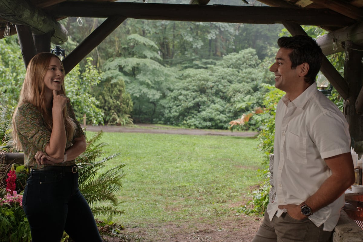 Alexandra Breckenridge as Mel, Mark Ghanimé as Cameron smiling and having a conversation in 'Virgin River'