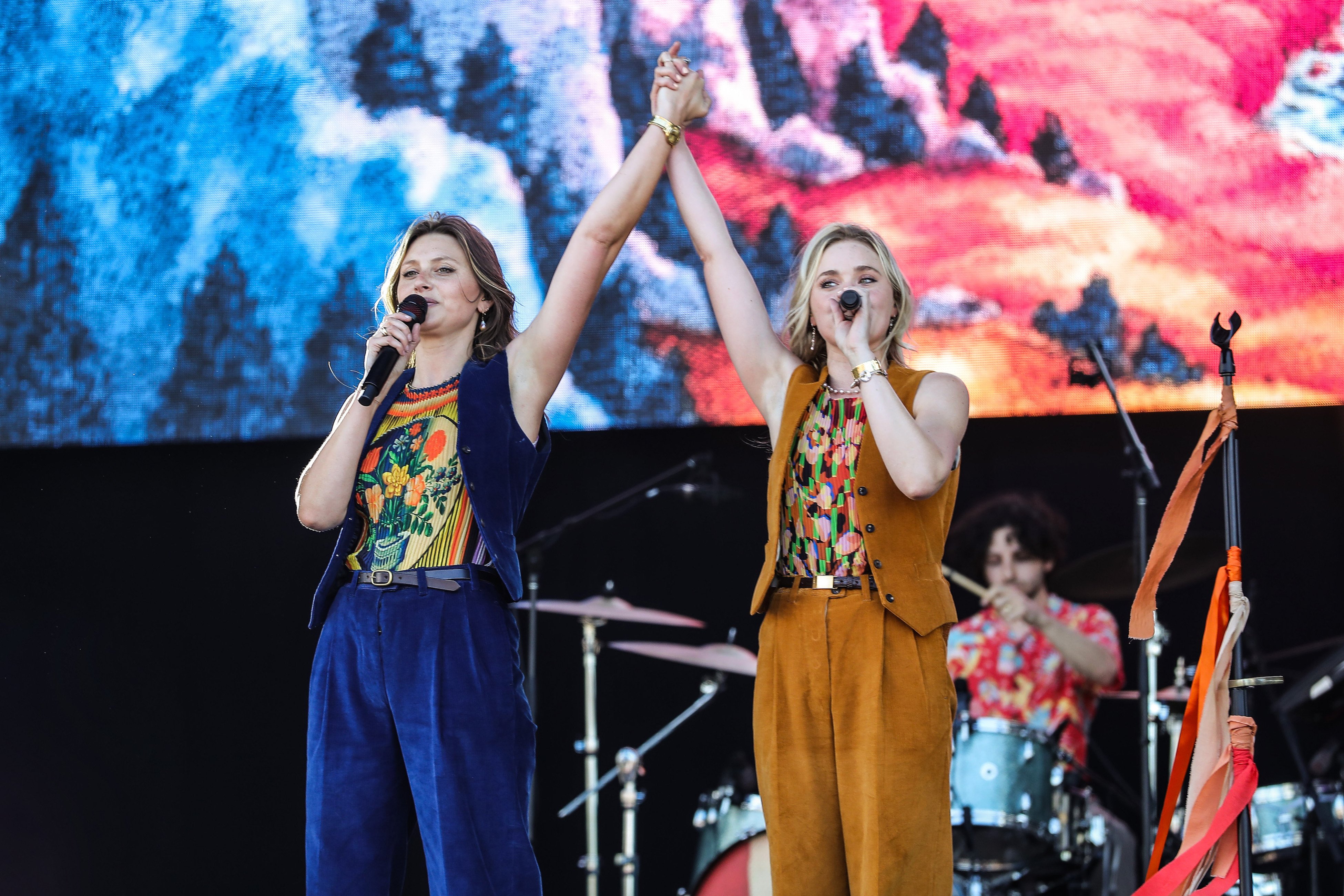 Aly Michalka and AJ Michalka of Aly & AJ perform on stage at Governors Ball 2022