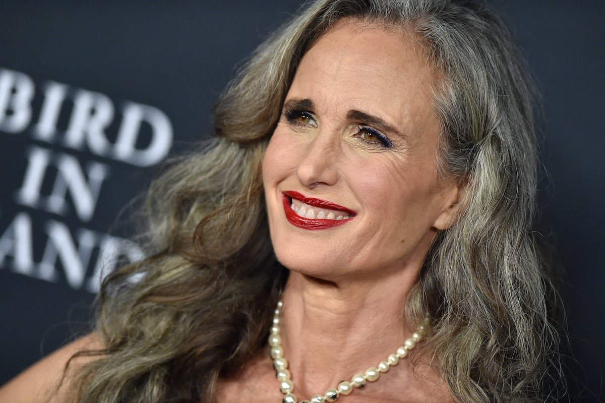 Photo of smiling Andie MacDowell of Hallmark's 'The Way Home' wearing a pearl necklace
