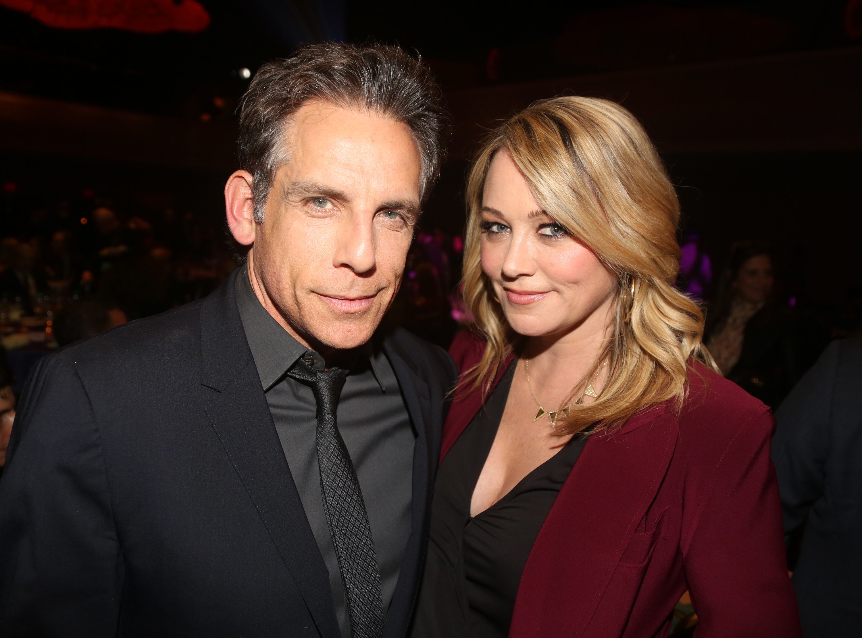 Ben Stiller and Christine Taylor pose together at an event in New York City