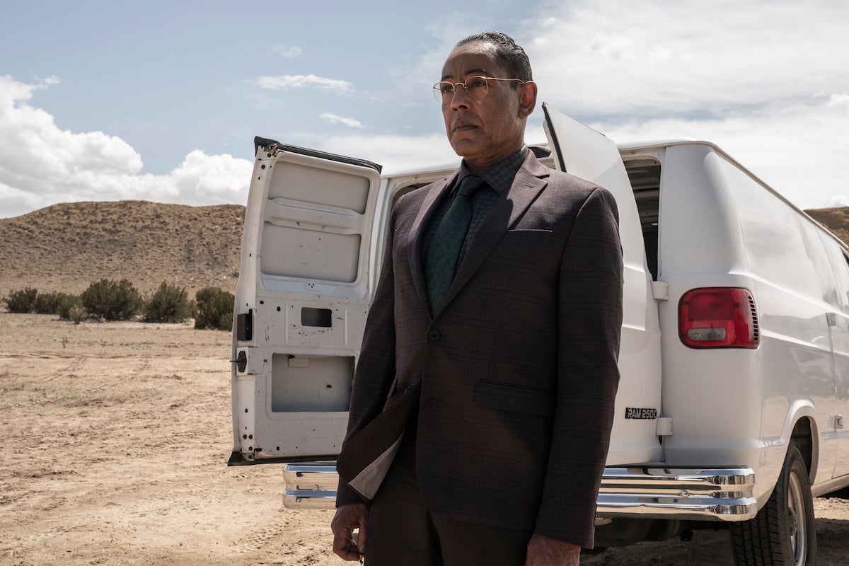 'Better Call Saul': Gus Fring (Giancarlo Esposito) stands in front of an open van, wearing his tie