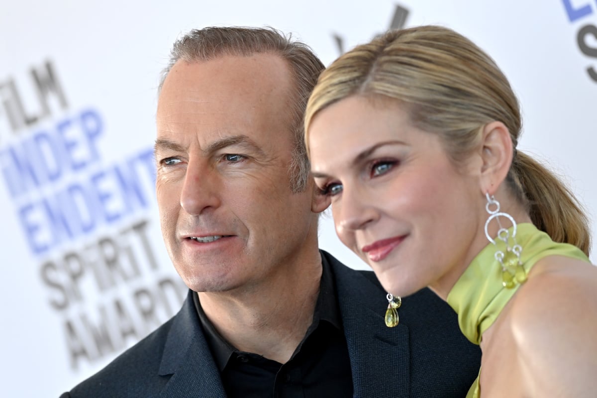 Better Call Saul stars Bob Odenkirk and Rhea Seehorn pose for a photo.