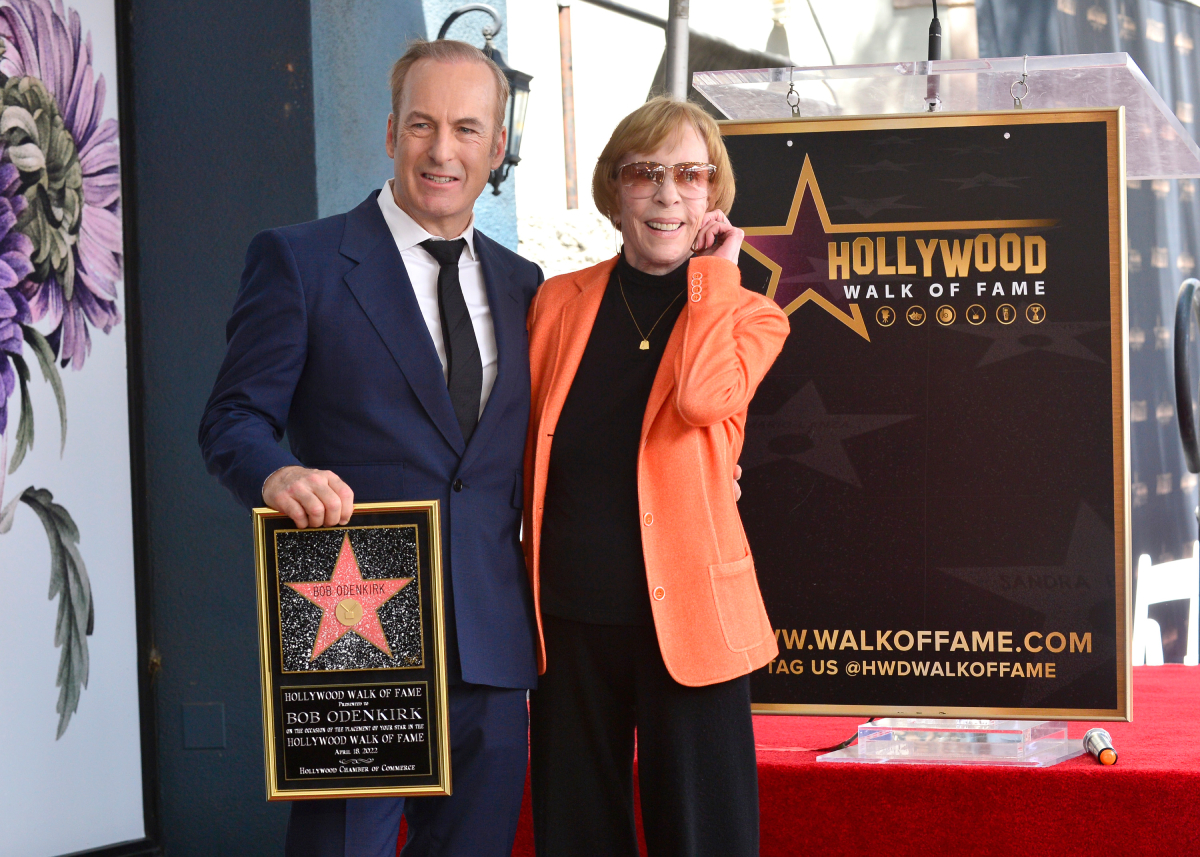 Carol Burnett will guest star in Better Call Saul Season 6. Here she is pictured with Bob Odenkirk as he is honored with a star on The Hollywood Walk of Fame.  