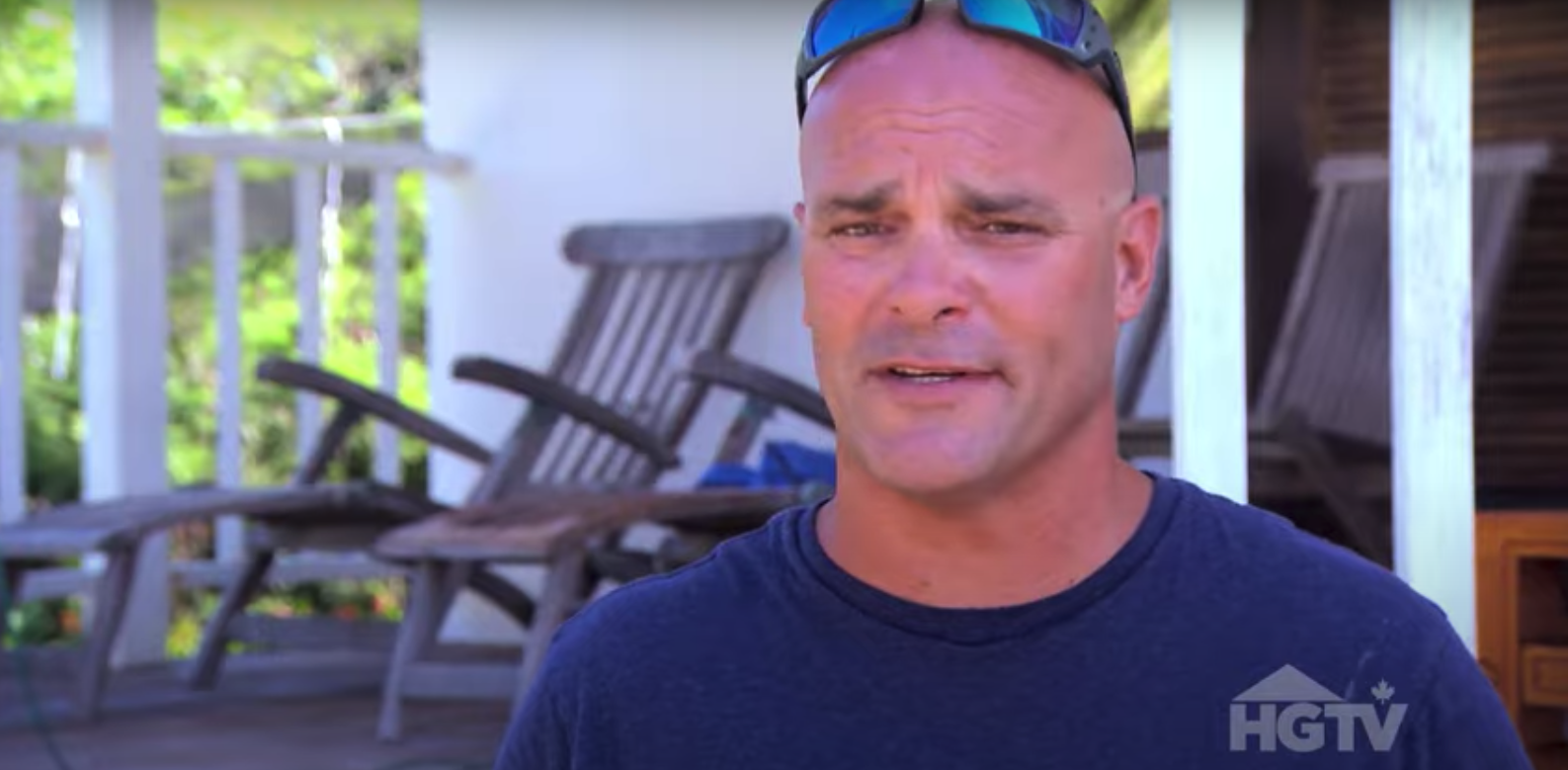 Bryan Baeumler with sunglasses on his head in an episode of HGTV's 'Renovation Island'