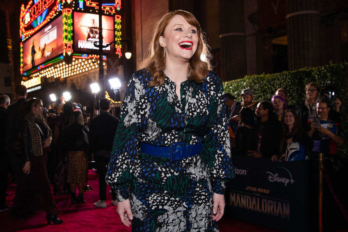 Bryce Dallas Howard laughs at the premiere of The Mandalorian in 2019