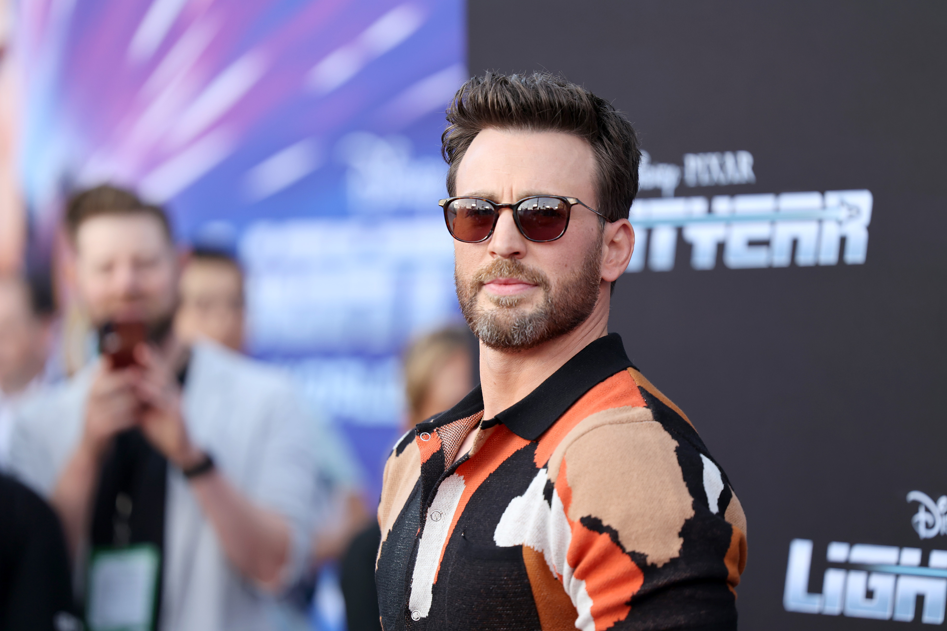Chris Evans attends the world premiere of the Pixar movie Lightyear in Los Angeles