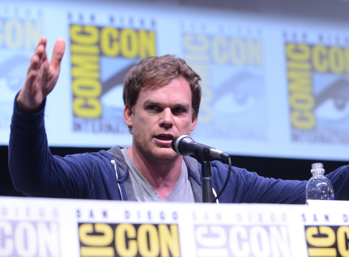 Actor Michael C. Hall gestures onstage at Showtime's "Dexter" panel during Comic-Con International 2013