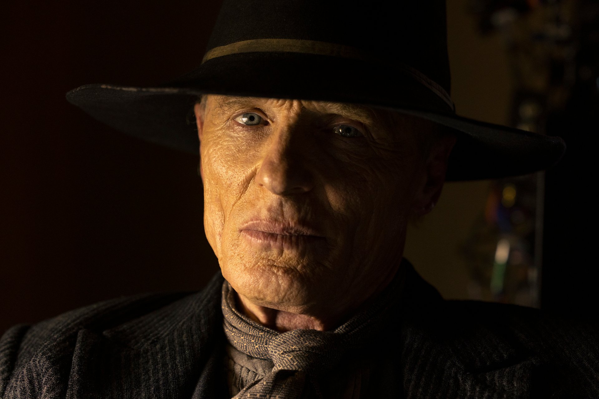 A close-up of Ed Harris in 'Westworld' Season 4